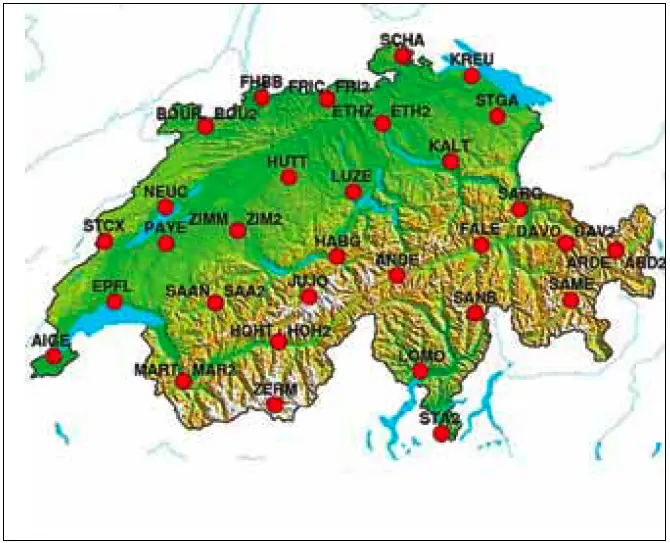 The Automated GNSS Network for Switzerland (AGNES) as of 2011