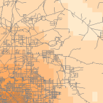 Density and Roads; Courtesy: ESRI