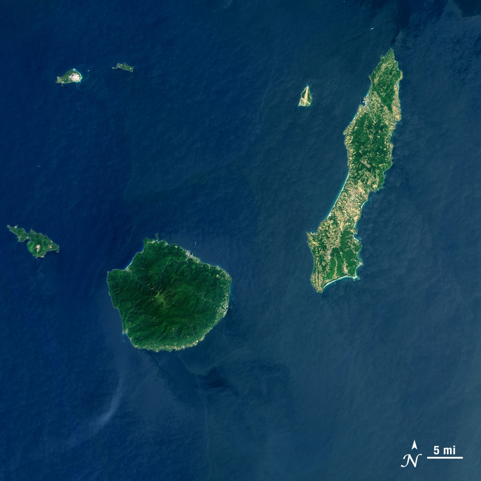 Landsat 8 satellite image of some southern Japanese islands 