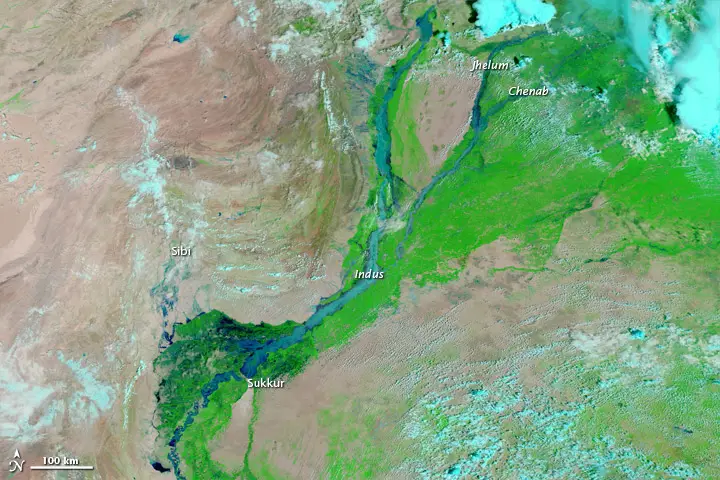 Flooding in Pakistan August 13, 2010. Image Courtesy: NASA
