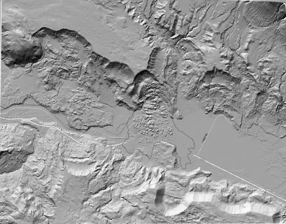 Lidar image showing the upper parts of the landslide that occurred in northwest Washington on March 22, 2014.