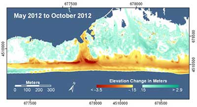 Enhanced lidar image from the aftermath of Superstorm Sandy, October 2012.