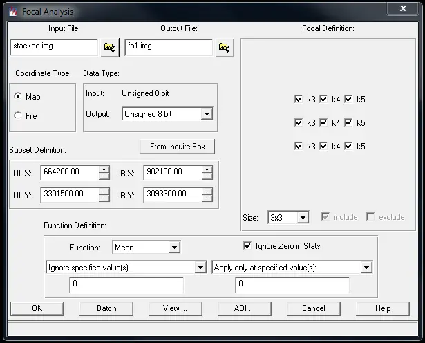 Focal Analysis in ERDAS_2