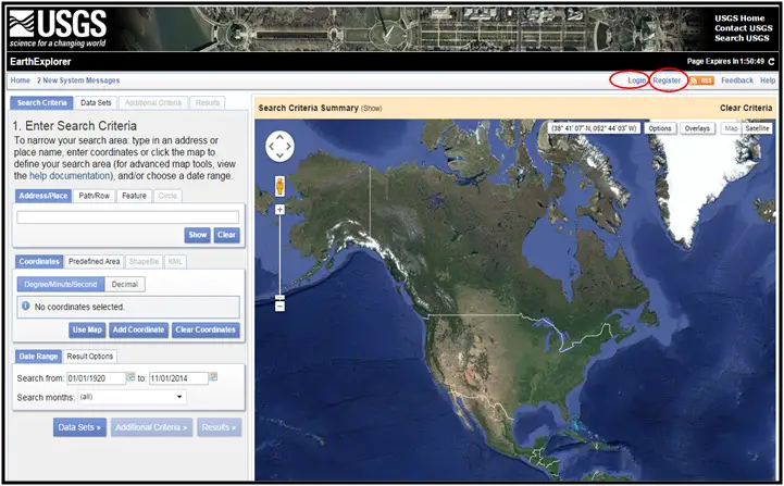 Landsat data_usgs login