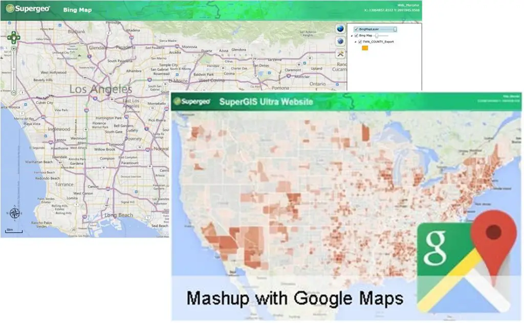 New SuperGIS Server 3.2 supports direct mash-ups with more online maps