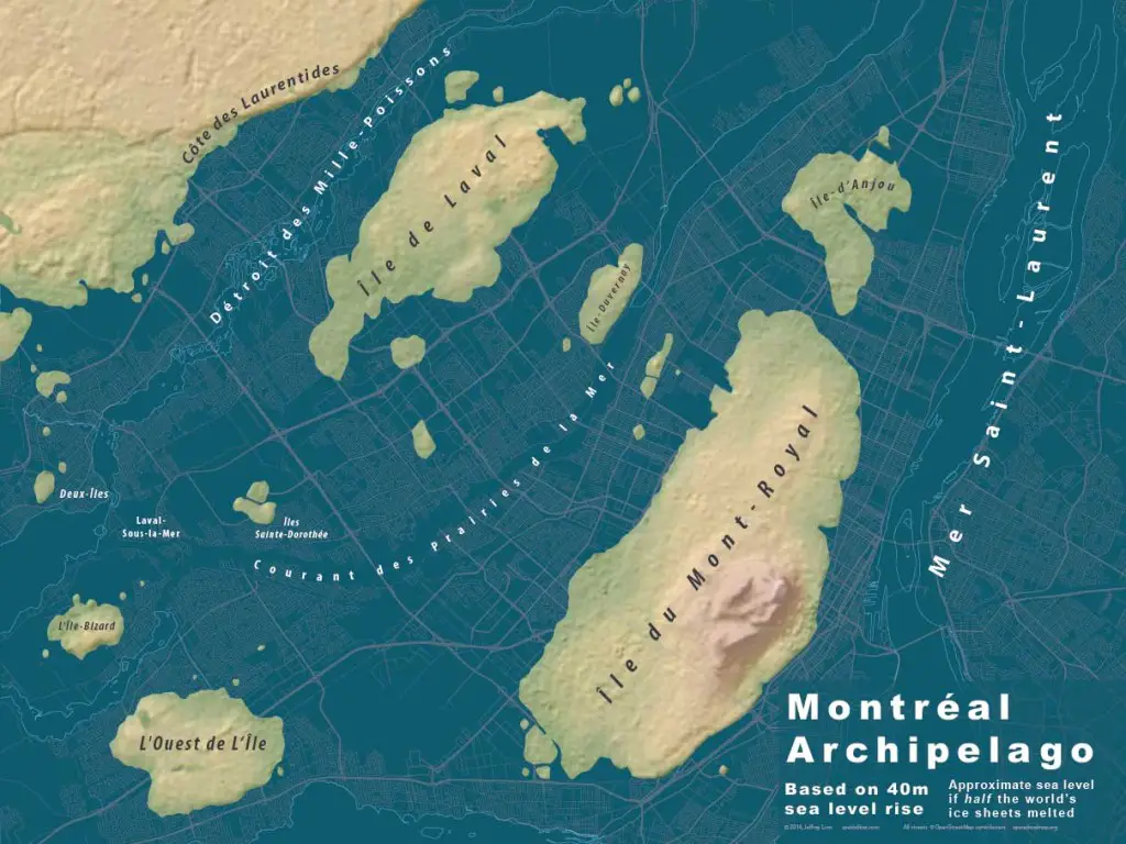 This map shows 40 meters of sea level rise. Only half of the world’s ice sheets melted to produce this archipelago.