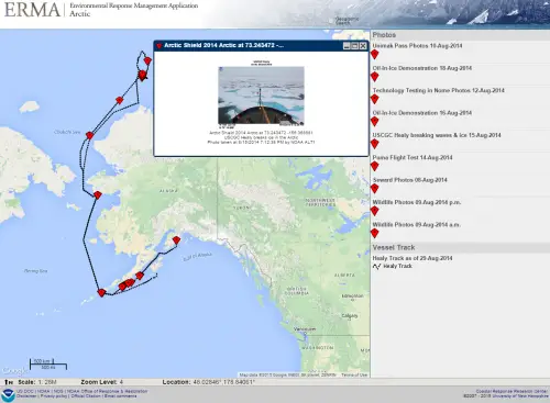 ERMA is an active tool in Arctic oil spill response planning. (NOAA)