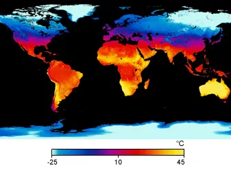 April 30, 2009 - Average Land Surface Temperature  Credit: NASA