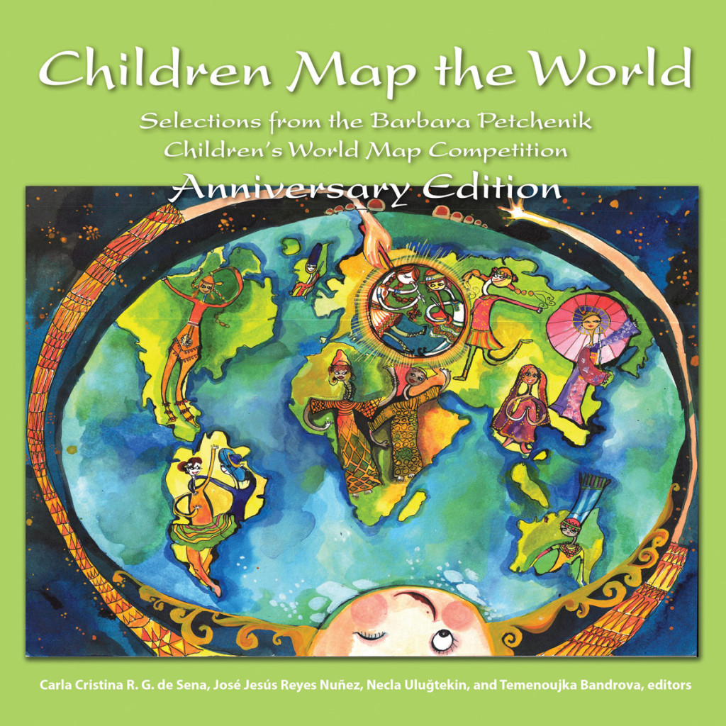 This anniversary edition includes 70 maps and pieces of geographic art from the Barbara Petchenik Children's World Map Competition, sponsored by the International Cartographic Association (ICA).  Credit: Esri