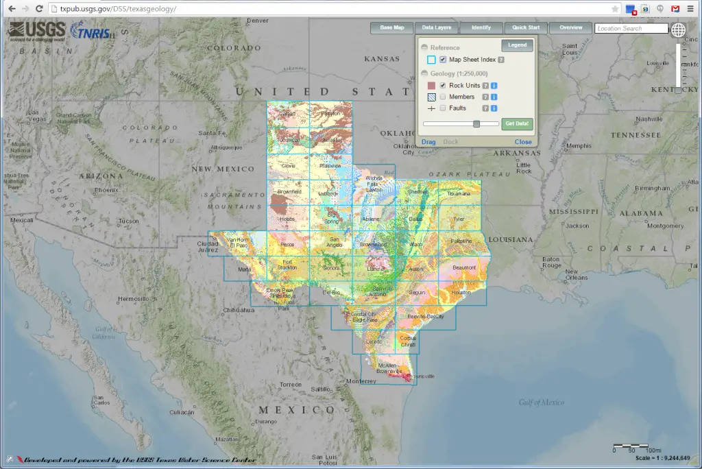 Graphic showing new interactive geologic map of Texas Credit: USGS