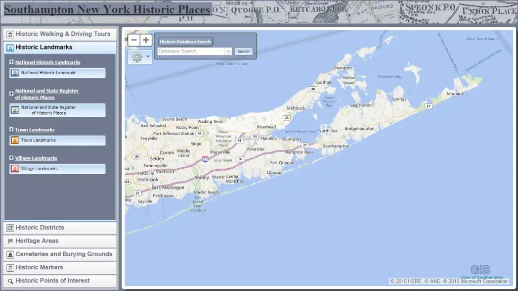 Southampton Town New York Website Mapping Out Historic Places