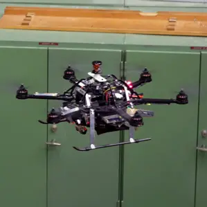 This quadrotor won’t bump into those pipes because it built itself a 3-D map of the space using its onboard sensors and computer. Credit: MIT Technology Review