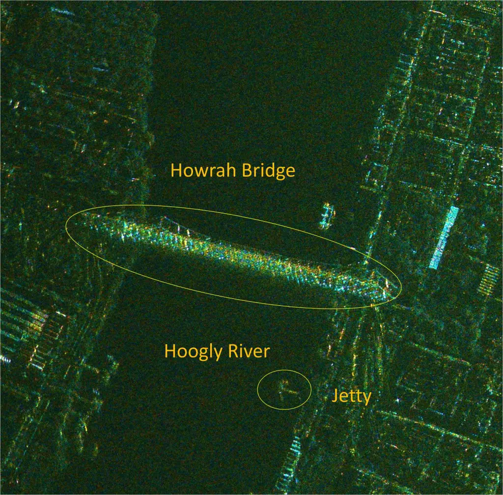 RISAT-1 image of Howrah Bridge. Credit: ISRO