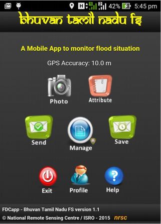Bhuvan Tamil Nadu FS Mobile App to monitor flood