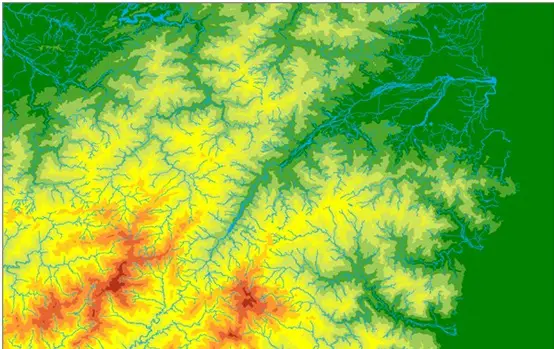 flow direction and flow accumulation using SuperGIS Desktop