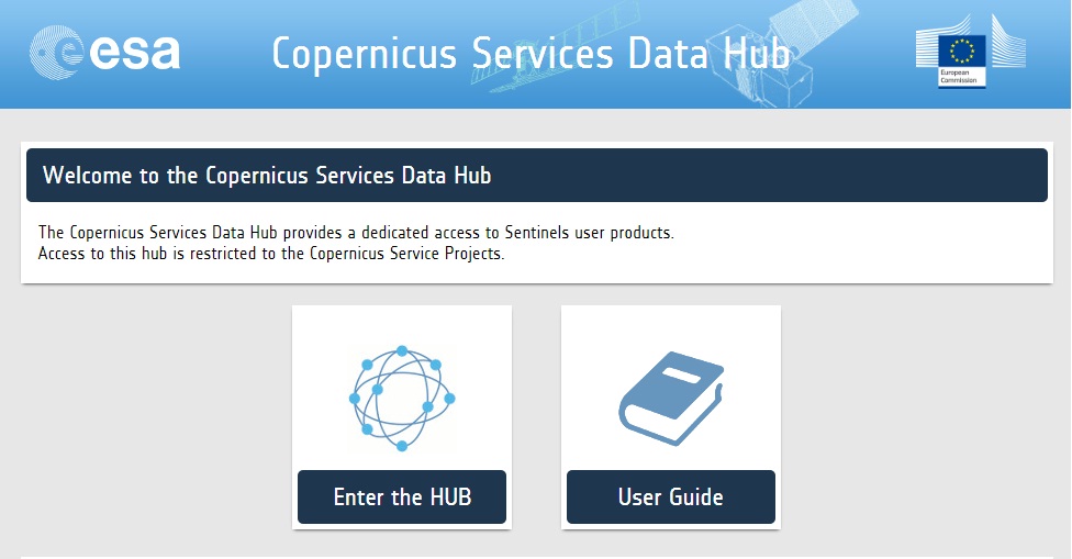 Copernicus Services Data Hub-Sentinels Data