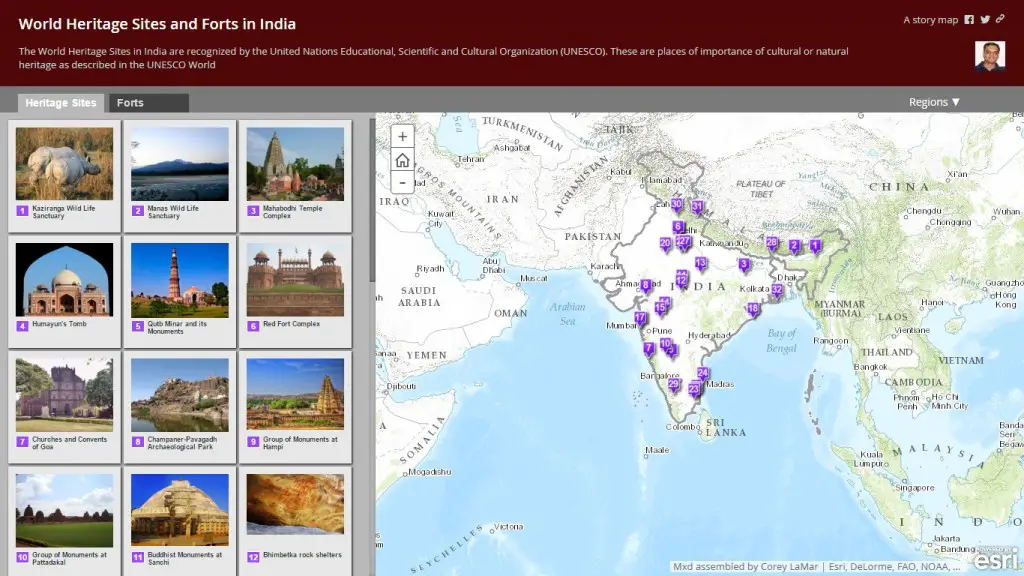 World Heritage Sites andForts Lists of "World Heritage Sites" and "Major Forts" of India. 