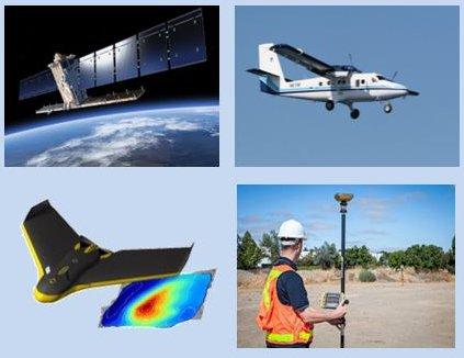 Data acquisition from satellite, aircraft, UAV (drone) and in the field. Credit: Copernicus