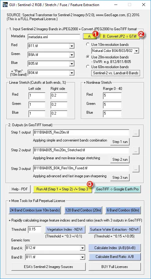 Sentinel-2 Toolbox GUI. Source: GeoSage