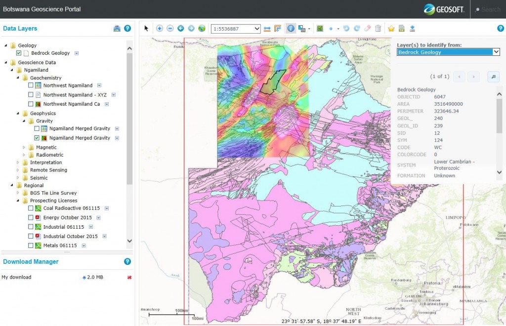 Botswana Geoscience Portal. Source: Geosoft