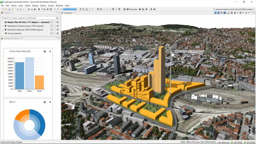 Esri's City Engine 2016 can design buildings and allows the consumption of elevation and basemaps from ArcGIS Online. Credit: Esri
