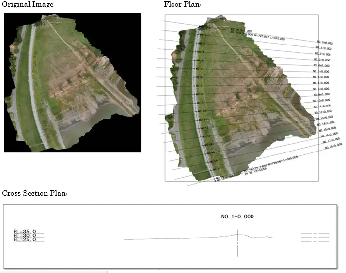 Graphical representations - floor plan and cross section plan. Credit: Terra Drone