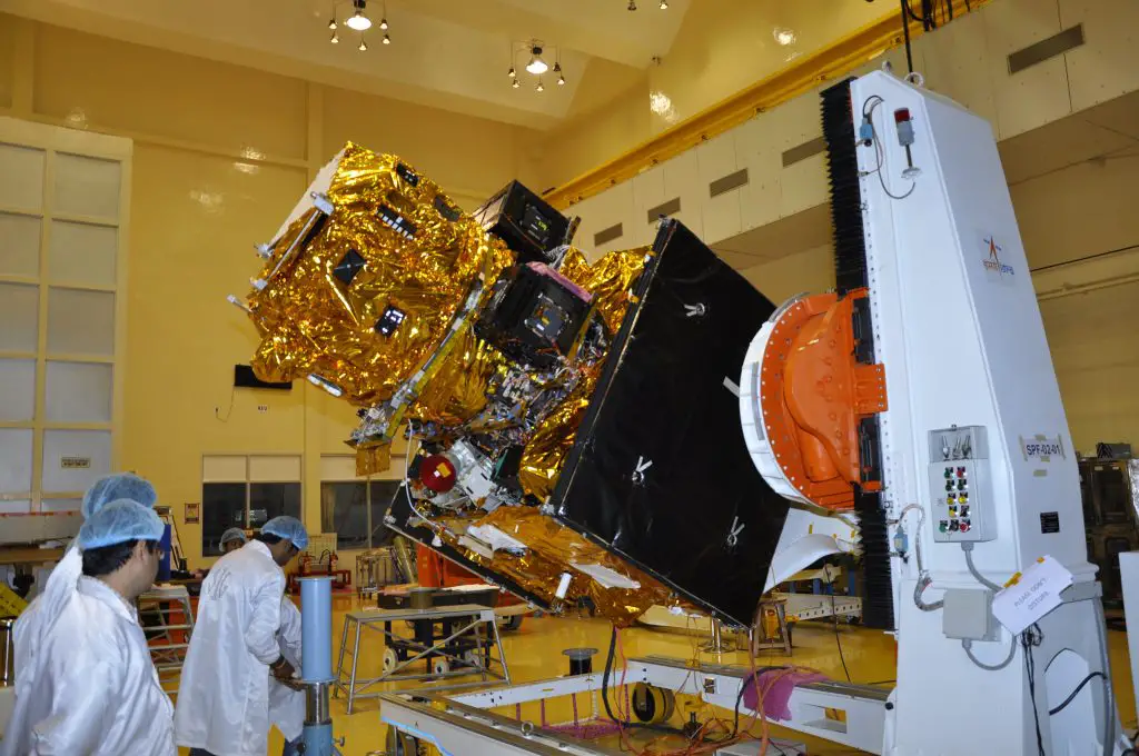 RESOURCESAT-2A in clean room during its integration. Credit: ISRO