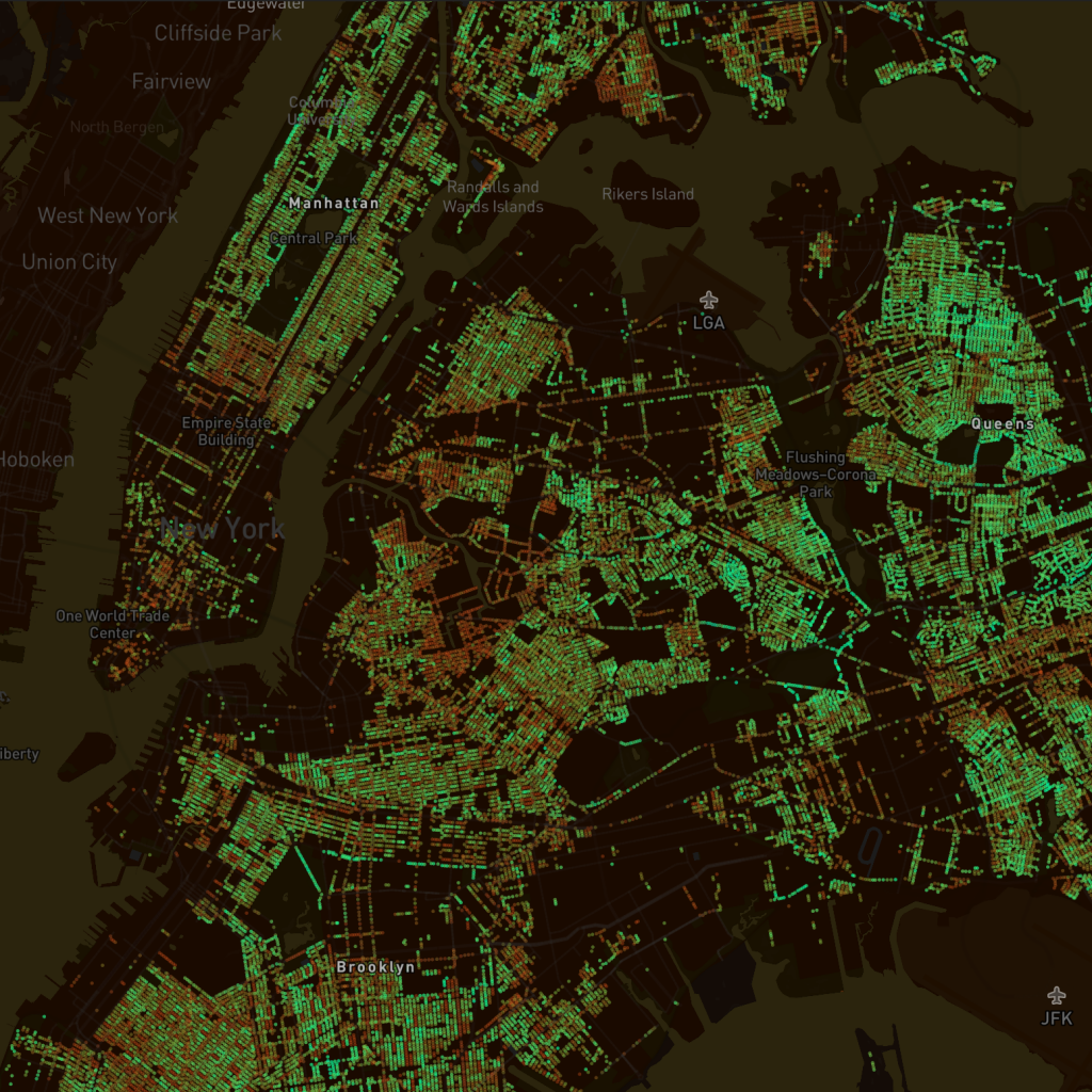 New York Green View Index 13.5% Population Density 10,831 per sq. km-Treepedia