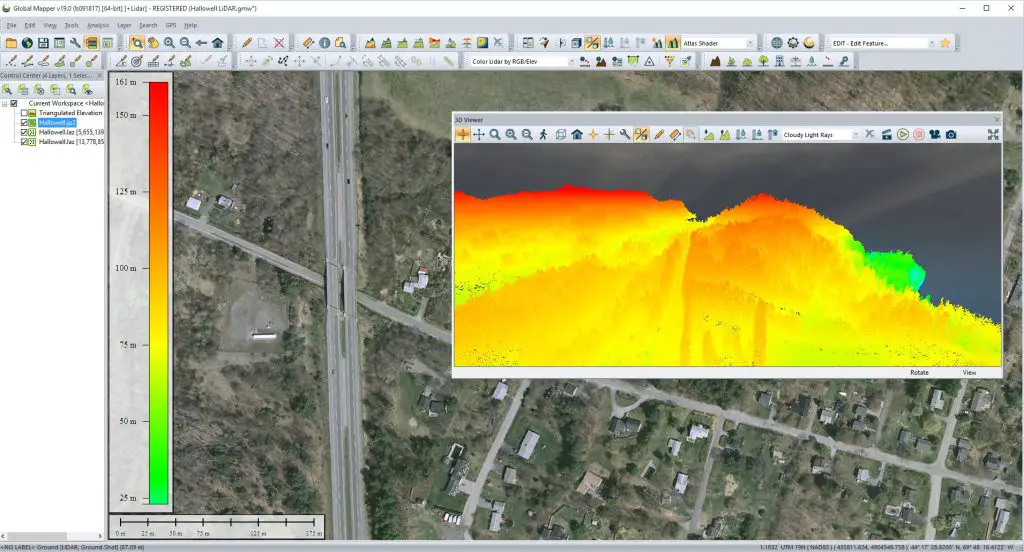 LiDAR Elevation model created in Global Mapper- 3D Mesh Generation