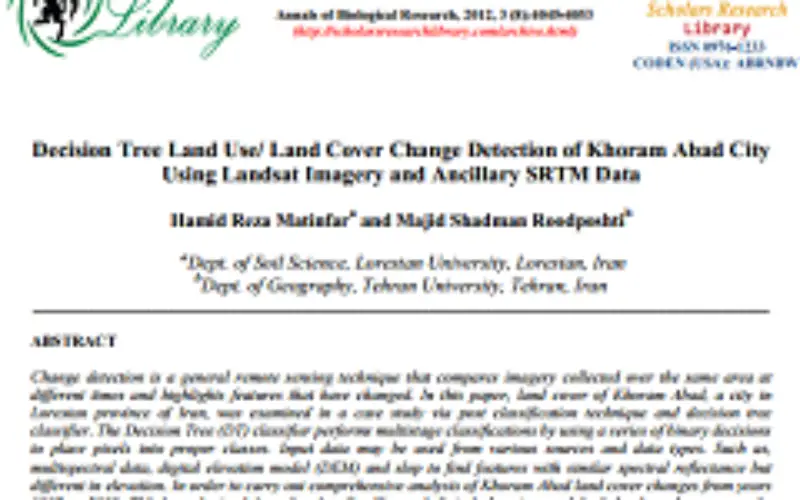 Decision Tree Land Use/ Land Cover Change Detection of Khoram Abad City Using Landsat Imagery and Ancillary SRTM Data