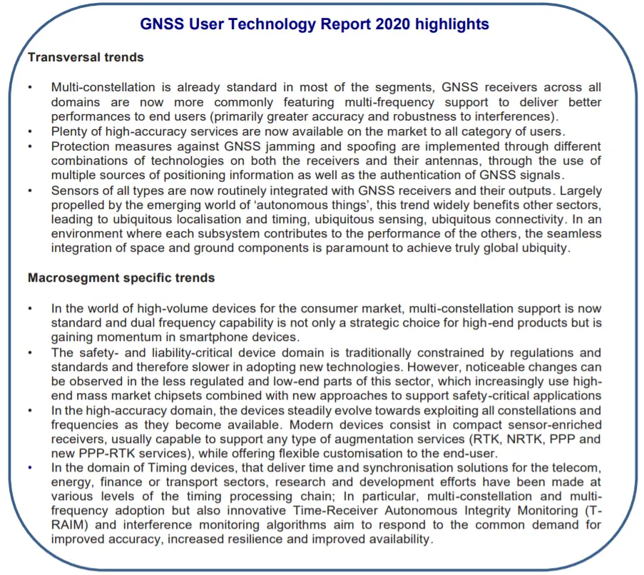 GSA GNSS User Technology Report