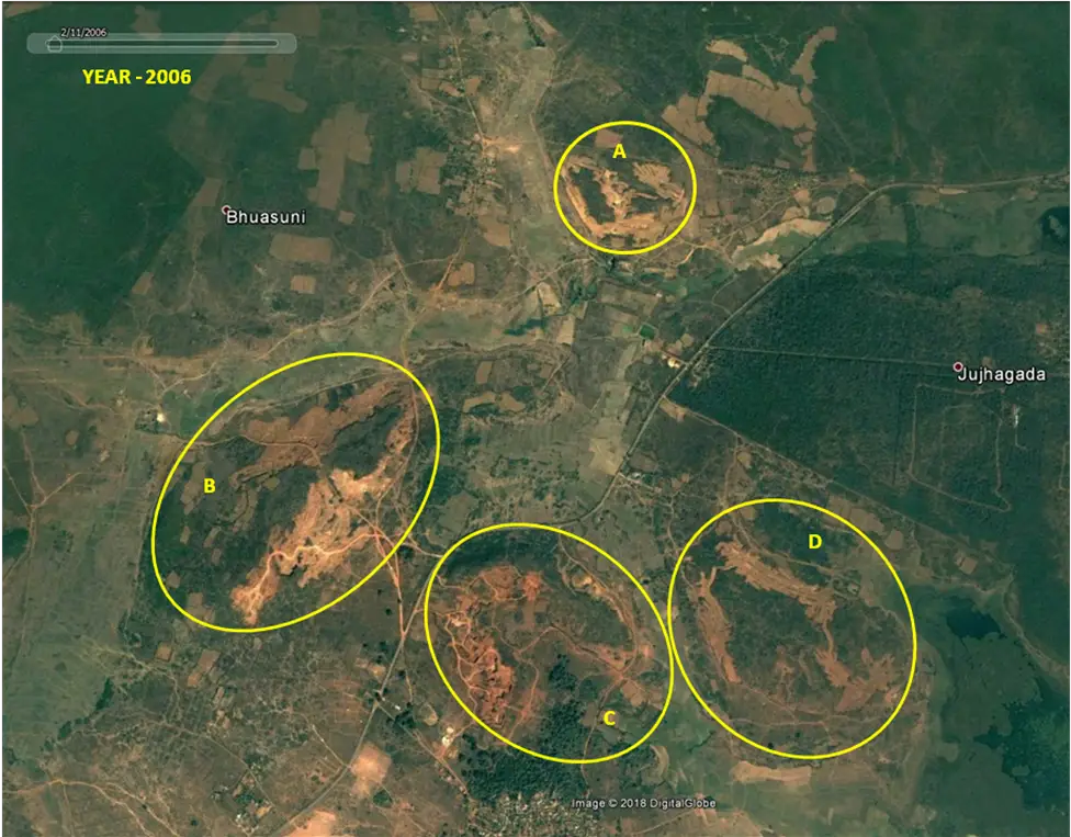 Figure 1. Google Earth imagery of year 2006, showing forest cover mapping